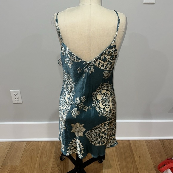 ZARA Turquoise Paisley Ruched Camisole Slip Dress‎ Mini - Picture 5 of 10